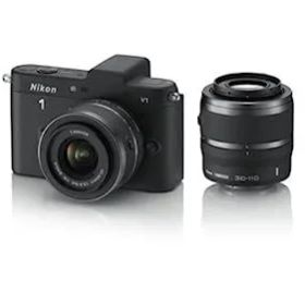 【中古】Nikon ミラーレス一眼カメラ Nikon 1 (ニコンワン) V1 (ブイワン) ダブルズームキット ブラック N1 V1WZ BK
