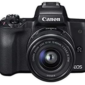 【中古】Canon キヤノン ミラーレス一眼カメラ EOS Kiss M ブラック レンズキット EF-M15-45 IS STM付属 EOSKISSMBK-1545ISSTMLK-A