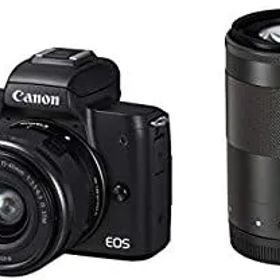 【中古】【非常に良い】Canon キヤノン ミラーレス一眼カメラ EOS Kiss M(ブラック)・ダブルズームキット EOSKISSMWH-1545ISSTMLK-A