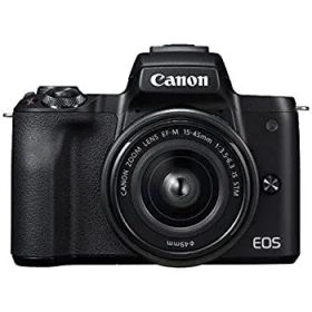 【中古】「非常に良い」キヤノン EOS Kiss M 【EF-M15-45 IS STM レンズキット】 (ブラック/ミラーレス一眼カメラ) EOSKISSMBK1545ISLK