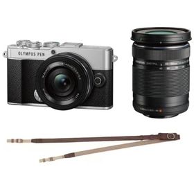 ストラップ付き♪【送料無料】オリンパス OLYMPUS PEN E-P7 EZダブルズームキット シルバー