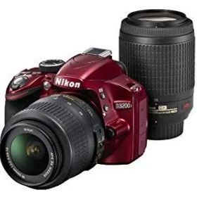 【中古】【非常に良い】Nikon デジタル一眼レフカメラ D3200 200mmダブルズームキット 18-55mm/55-200mm付属 レッド D3200WZ200RD tf8su2k