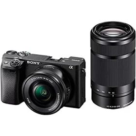【中古】「ほぼ新品」ソニー SONY ミラーレス一眼 α6400 ダブルズームレンズキット SELP1650 F3.5-5.6+SEL55210 F4.5-6.3 SEL55210 ブラック ILCE-6400Y B