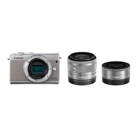【中古】【1年保証】【美品】Canon EOS M100 ダブルレンズキット 15-45mm IS STM + 22mm F2 STM グレー