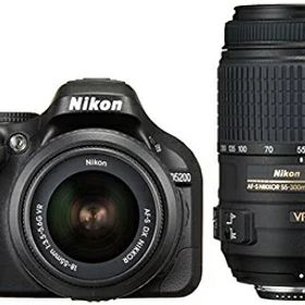 【中古】 Nikon デジタル一眼レフカメラ D5200 ダブルズームキット AF-S DX NIKKOR 18-55mm f/3.5-5.6G VR/ AF-S DX NIKKOR 55-300mm f/4.5-5.6G ED VR ブラック D5200WZBK
