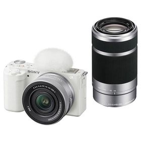 中古 1年保証 美品 SONY VLOGCAM ZV-E10 ダブルズームレンズキット (PZ 16-50mm II + E 55-210mm) ホワイト [ZV-E10X W]