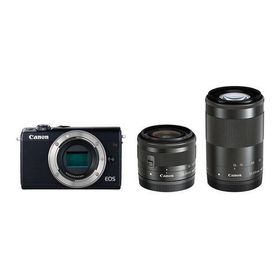 中古 １年保証 美品 Canon EOS M100 ダブルズームキット 15-45mm IS STM + 55-200mm IS STM ブラック