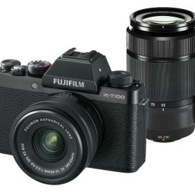 【中古】FUJIFILM ミラーレス一眼 X-T100ダブルズームレンズキット ブラック X-T100WZLK-B