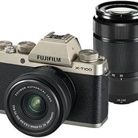 【中古】 富士フイルム FUJIFILM ミラーレス一眼カメラ X-T100ダブルズームレンズキット シャンパンゴールド X-T100WZLK-G 当店保証30日間 人気 ミラーレス一眼 ミラーレス デジタルカメラ 中古