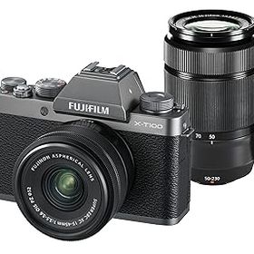 【中古】（非常に良い）FUJIFILM ミラーレス一眼 X-T100ダブルズームレンズキット ダークシルバー X-T100WZLK-DS