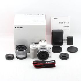 Canon ミラーレス一眼カメラ EOS Kiss M ダブルレンズキット ホワイト EOSKISSMWH-WLK