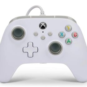 PowerA 有線コントローラー Xbox Series X|S Xbox One PC Windows 10/11 用 Xbox公式ライセンス商品 1519365-02 ホワイト 二重振動機能