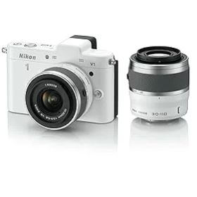 【中古】【39shop】Nikon★ミラーレス一眼カメラ Nikon 1 ニコンワン V1 ブイワン ダブルズームキット ホワイト N1 V1WZ WH（良い）