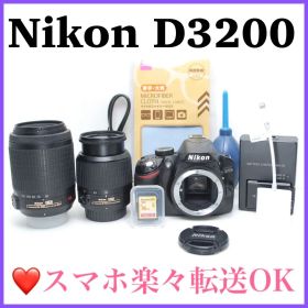 ❤️スマホ楽々転送OK❤️Nikon D3200 ダブルズームレンズセット 良品
