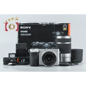 【中古】SONY ソニー α6400 ILCE-6400 ダブルズームレンズキット シルバー シャッター回数僅少 元箱付き 多言語対応