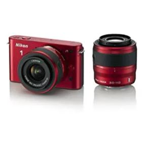 【中古】「非常に良い」Nikon ミラーレス一眼カメラ Nikon 1 (ニコンワン) J1 (ジェイワン) ダブルズームキット レッド N1 J1WZ RD