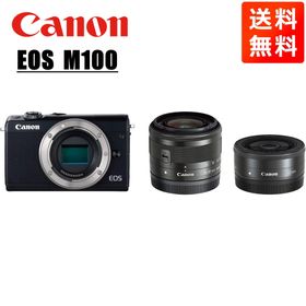 キヤノン Canon EOS M100 EF-M 15-45mm 22mm 単焦点 ダブルレンズキット ブラック ミラーレス一眼 カメラ 中古