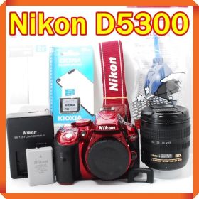Nikon D5300 赤 一眼レフカメラ スマホ転送 シングルレンズセット