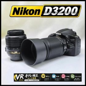 Nikon D3200 ショット3600回 Wレンズ 望遠200mm 手ブレ補正