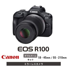 【ふるさと納税】【Canon】 キヤノン ミラーレス カメラ EOS R100 ダブルズームキット 18-45mm / 55-210mm キャノン 一眼 家電_0034C