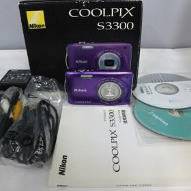 【Nikon】COOLPIX S3300 パープル 1600万画素 光学6倍ズーム コンパクトデジタルカメラ オールドコンデジ 動作確認済み 箱付き S036