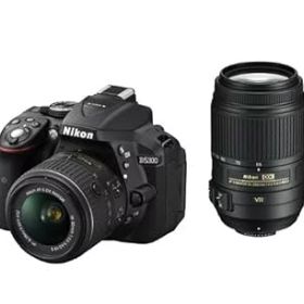 【中古】Nikon デジタル一眼レフカメラ D5300 ダブルズームキット ブラック 2400万画素 3.2型液晶 D5300WZBK