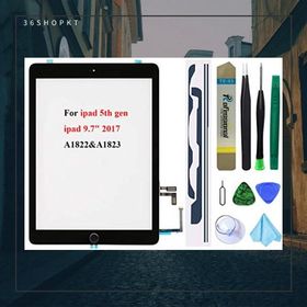 ブラックタッチスクリーン交換用 iPad 5 2017 9.7インチ A1822 A1823 デジタイザーガラスアセンブリ ホームボタン + プリインストール接