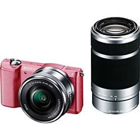 【中古】SONY α5000 ダブルズームレンズキット(ピンク／デジタル一眼)