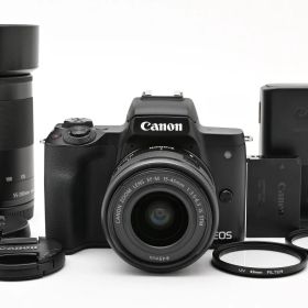 ■ショット数12000枚■ CANON キヤノン EOS Kiss M ダブルズームキット ブラック #G261
