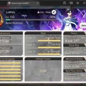 Seven Knights Re:BIRTH Global|4 EX7(Melia TC2,Juri TC 1,Fai,Gelidus)|37 TC6 (Dellons,Teo,B&B,Lu Bu,Randgrid, Etc)|21k Ruby|1 LegCost|Netmarble|7KR032B